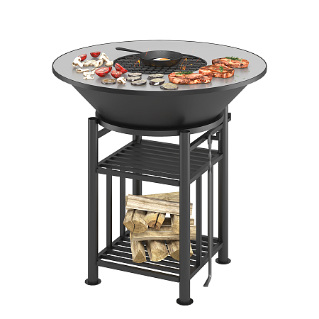 Fantastic Grill Везувий Ø 1000 (чаша+подставка+плита+решетка чугунная"СТЕЙК" Ø 450мм+крышка)